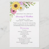 Floral Wildflower Sunflower Daisy Wedding Program (正面)