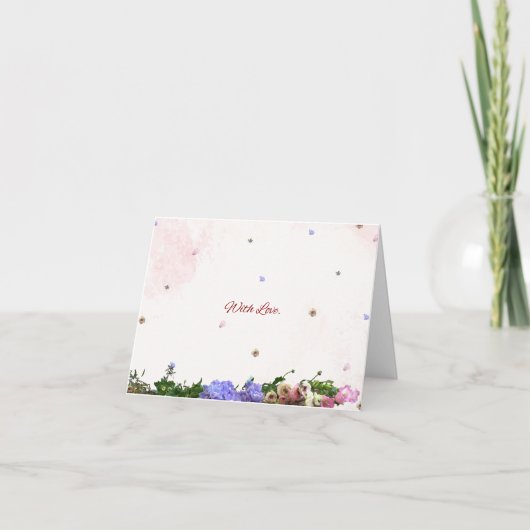 Floral “With Love” Folded Note Card – Elegant Bota サンキューカード (正面)