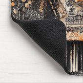 Floral with Rustic Piano Keys & Aged Music Sheet 2 マウスパッド (コーナー)