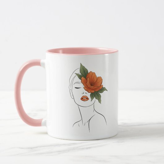  Floral Woman Face Art Mug gift  マグカップ (左)