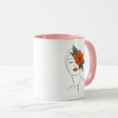  Floral Woman Face Art Mug gift  マグカップ (正面右)