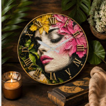 Floral Woman Face Romantic Portrait Pink Blossoms