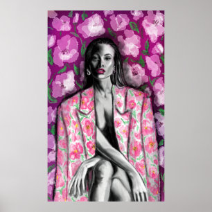Floral Woman Fantasy Poster Print - Painting Art ポスター