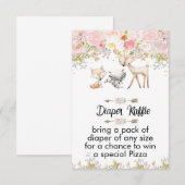 floral woodland animal baby shower invitation 出欠カード (正面/裏面)