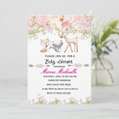 floral woodland animal baby shower invitation 招待状 (スタンド正面)