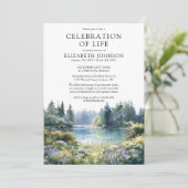 Floral Woodland Lake Celebration Of Life Funeral 招待状 (スタンド正面)