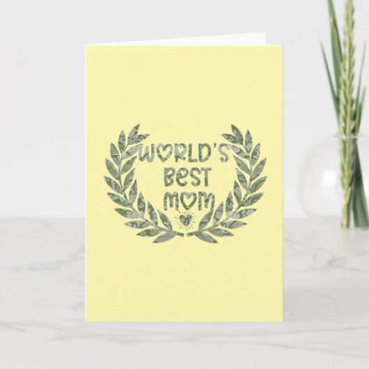 Floral World's Best Mom Text Design カード (正面)