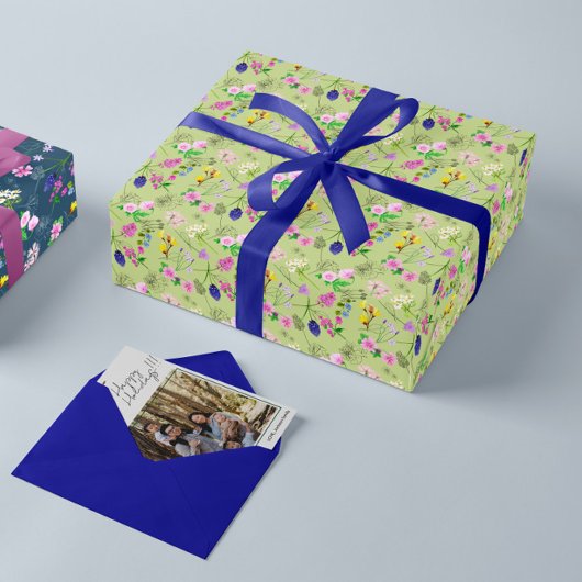 Floral Wrapping paper green for her ラッピングペーパー