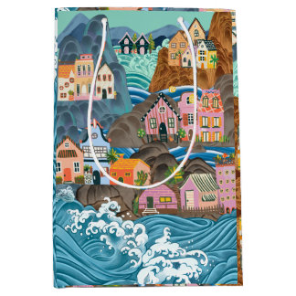 Floral Wrapping Paper Medium Gift Bag ミディアムペーパーバッグ