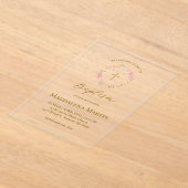 floral wreath | Baptism アクリル招待状 (レイダウン)