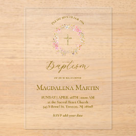 floral wreath | Baptism アクリル招待状