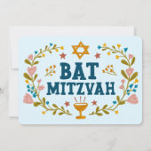 Floral Wreath Bat Mitzvah Hand-drawn Custom 招待状 (裏面)