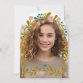 Floral Wreath Bat Mitzvah Hand-drawn Custom PHOTO 招待状 (裏面)