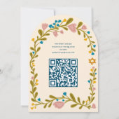 Floral Wreath Bat Mitzvah Hand-drawn Custom QRcode 招待状 (裏面)