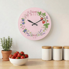 Floral Wreath Botanical Acrylic Wall Clock ラージ壁時計
