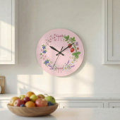 Floral Wreath Botanical Acrylic Wall Clock ラージ壁時計