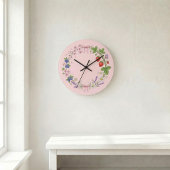 Floral Wreath Botanical Acrylic Wall Clock ラージ壁時計