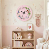 Floral Wreath Botanical Acrylic Wall Clock ラージ壁時計