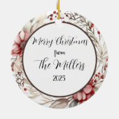 Floral Wreath Custom Photo セラミックオーナメント (裏面)
