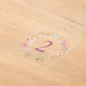 floral wreath design table number  アクリル招待状 (レイダウン)