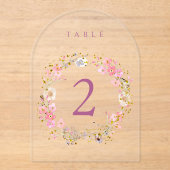 floral wreath design table number  アクリル招待状 (正面)