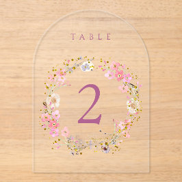 floral wreath design table number  アクリル招待状