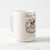 Floral Wreath & Family Photo Personalized Easter  コーヒーマグカップ (正面左)