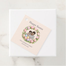 Floral Wreath & Family Photo Personalized Easter フェイバータグ