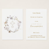 floral wreath First Communion remembrance card (正面&裏面)