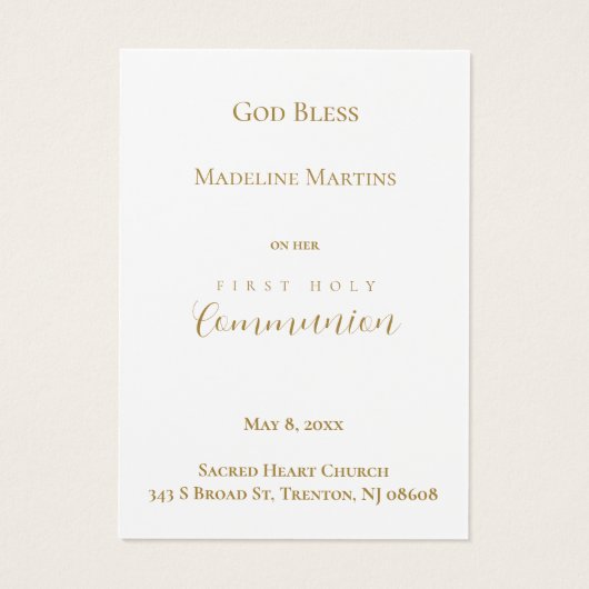 floral wreath First Communion remembrance card (裏面)