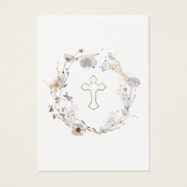 floral wreath First Communion remembrance card