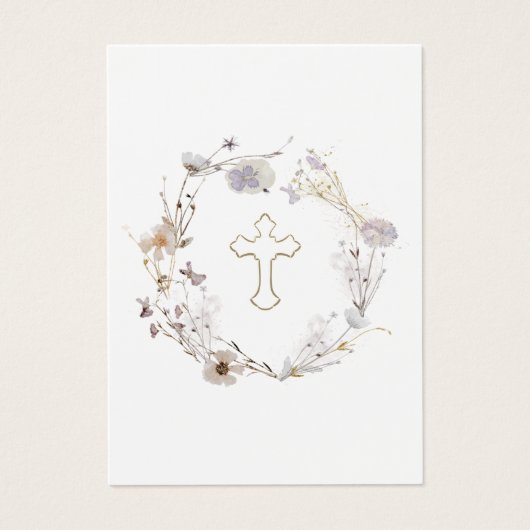 floral wreath First Communion remembrance card (正面)