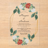 Floral Wreath & Geometric Frame Wedding Acrylic アクリル招待状 (正面)