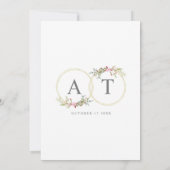 Floral Wreath in Gold & Pink Shades with Initials 招待状 (裏面)