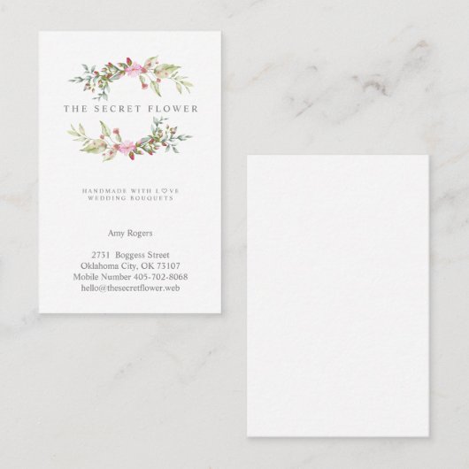 Floral Wreath in Pink 名刺 (正面/裏面)