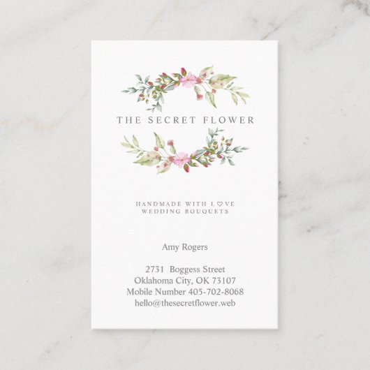 Floral Wreath in Pink 名刺 (正面)