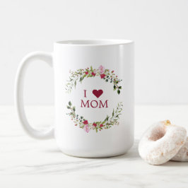 Floral Wreath in Red & Pink with for Mom コーヒーマグカップ