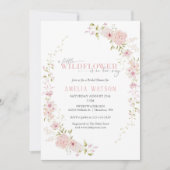 Floral Wreath Little Wildflower Girl Baby Shower 招待状 (正面)