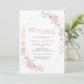 Floral Wreath Little Wildflower Girl Baby Shower 招待状 (スタンド正面)