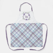 Floral Wreath Monogram Plaid Apron - Personalized  エプロン (正面)