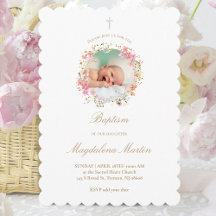 floral wreath photo | Baptism Invitation