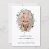 Floral Wreath Photo Funeral Announcement 招待状 (正面)