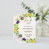 Floral Wreath Save the date Postcard ポストカード (スタンド正面)