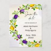 Floral Wreath Save the date Postcard ポストカード (正面)