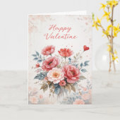 Floral Wreath Valentine Elegant Happy Valentines  カード (黄色い花)