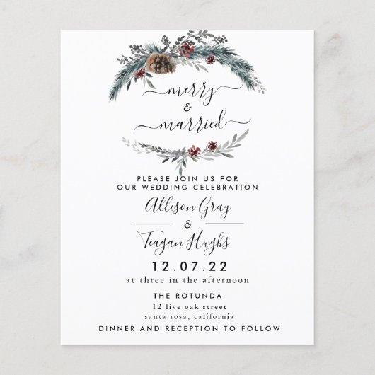Floral Wreath Wedding Invitation | Budget Flyer チラシ (正面)
