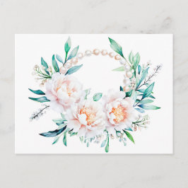 Floral Wreath with Peonies Elegant Valentine’s Day ポストカード