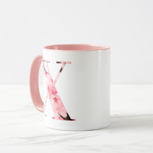 Floral X Initial Mug | Personalized Name & Traits マグカップ (正面左)