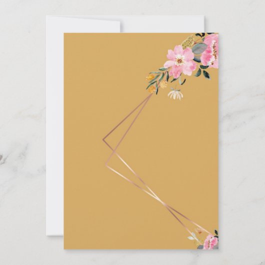 Floral yellow Rustic Wedding  招待状 (裏面)