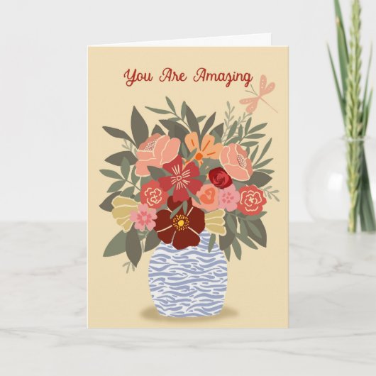 Floral "You Are Amazing" Folded Card - blank insid カード (正面)